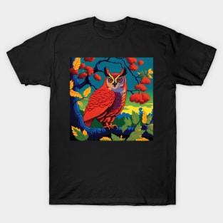 Red Owl In Japanese Printing Style T-Shirt